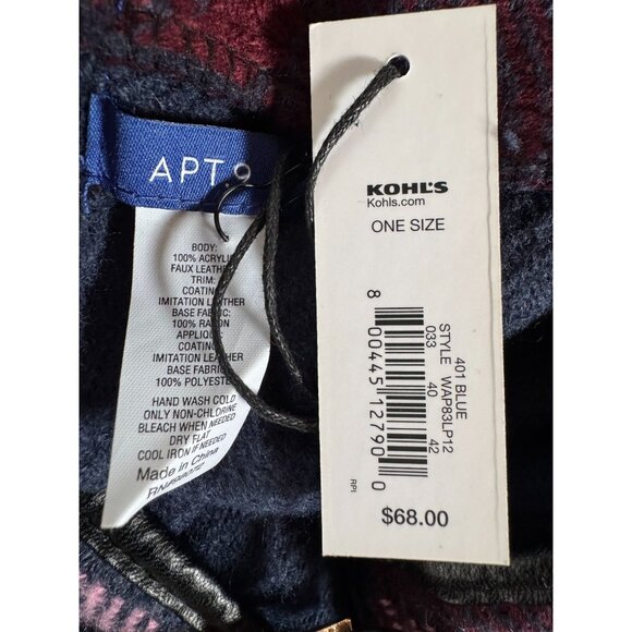 Apt. 9 Womens Plaid Poncho With Faux Leather Trim & Clasp Closure - Picture 9 of 16